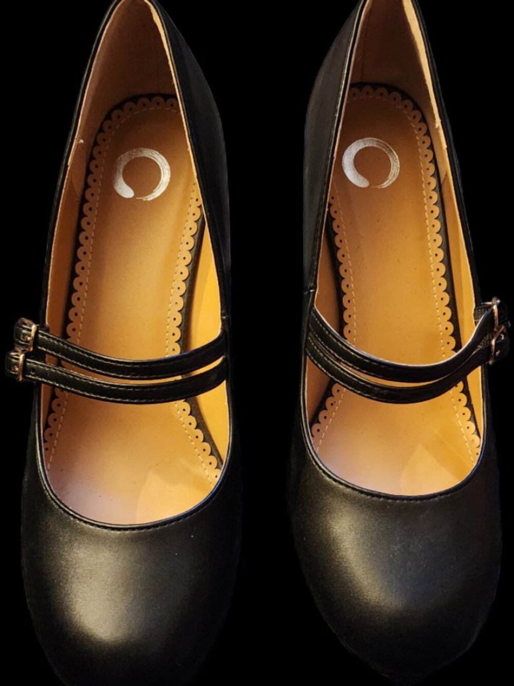 Women's Black Double-Strap Mary Jane Heels - Size 10 (New/Unworn)